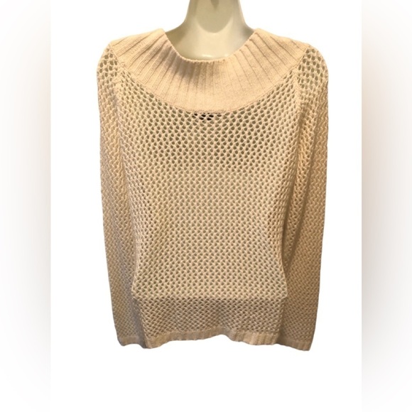 Boston Proper Open Loose Weave V~ Neck Sweater Sz. S Cream Spring Summer Casual - Picture 3 of 6